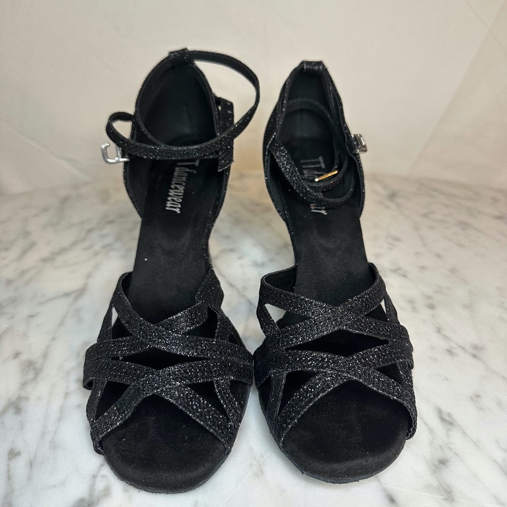 TTdancewear Black Glitter Ballroom Shoes/ New